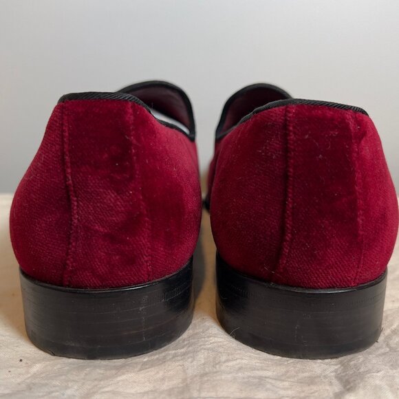 Dolce & Gabanna Burgundy Velvet and Rhinestone Cross Loafer Men\'s 10 main image 8